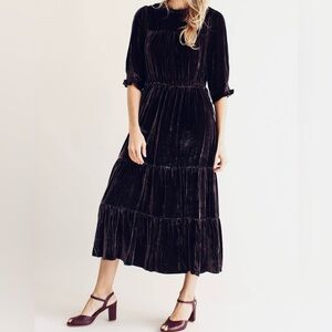 Midi Elegant Velvet Black Dress